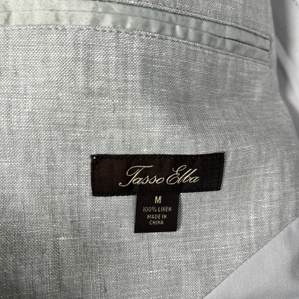 NWT-Tasso Elba Blazer Mens M Grey 100% Linen Sport Coat Jacket Island Summer - Picture 5 of 9